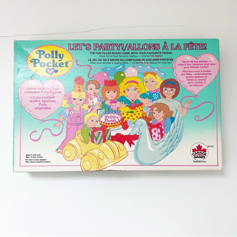 Vintage 1993 Polly Pocket Let's Party Board Game Canada Games Unique & Rare